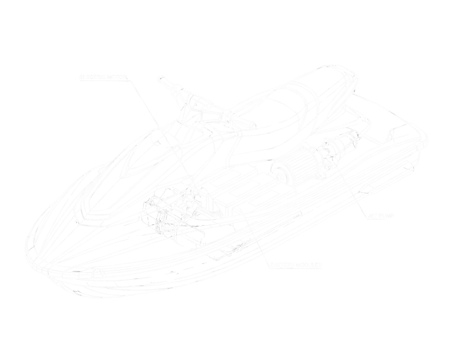a wireframe drawing of a jetski