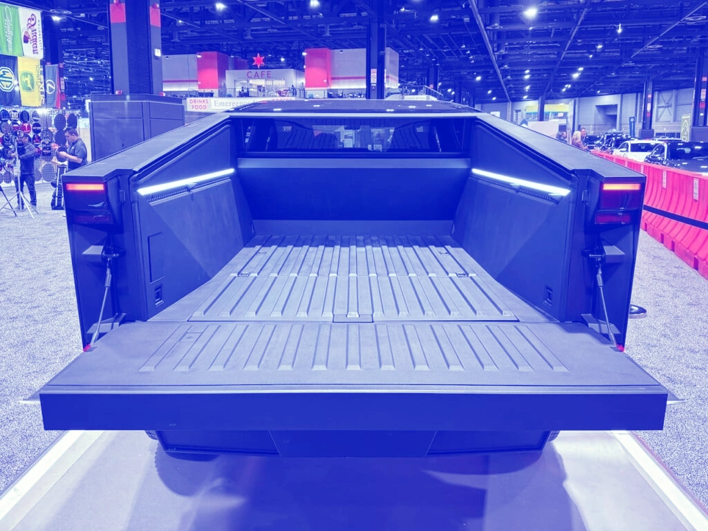The bed of a tesla truck